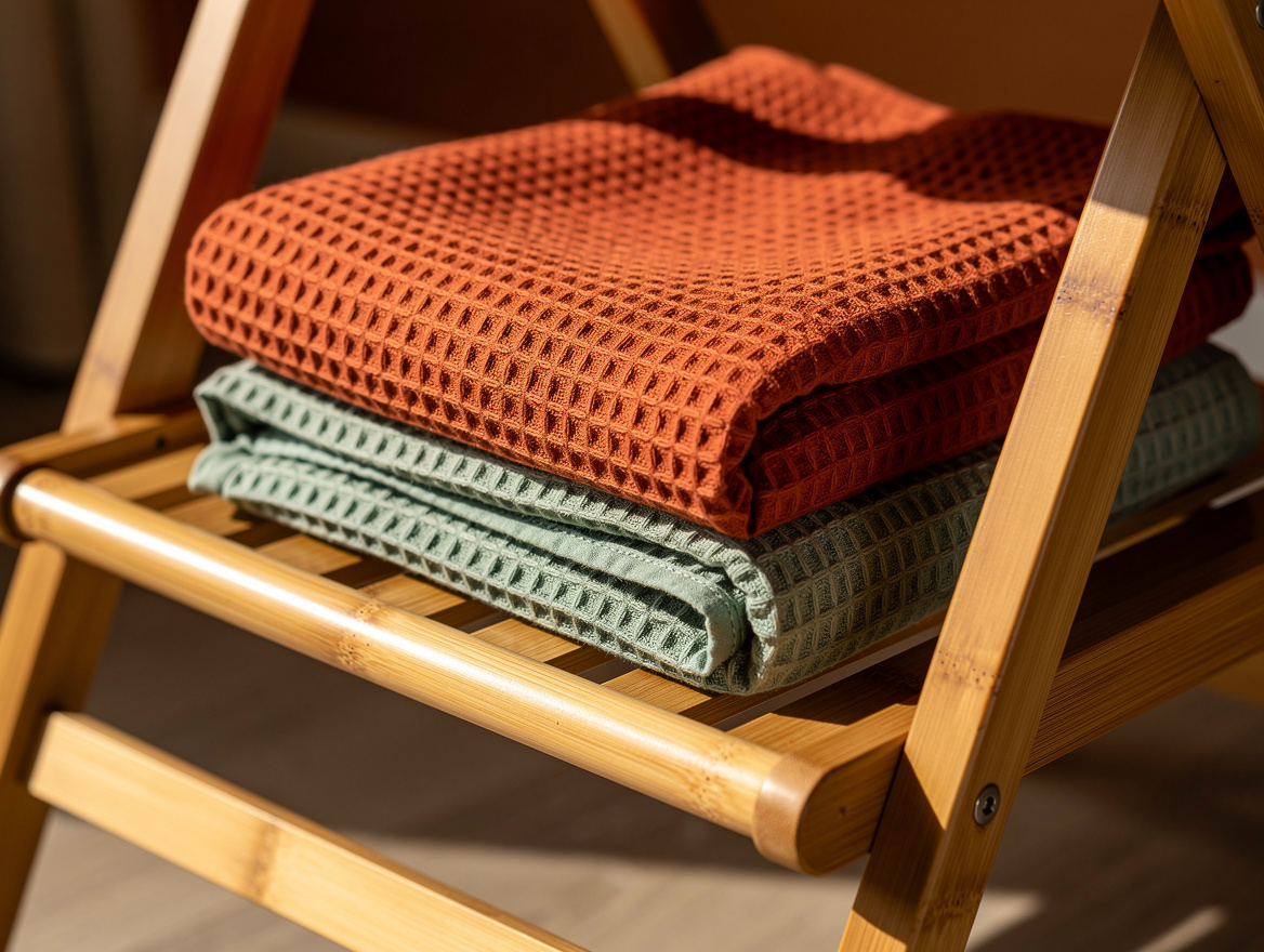 Close-up detail photo of a bamboo folding luggage rack lower slatted shelf holdi