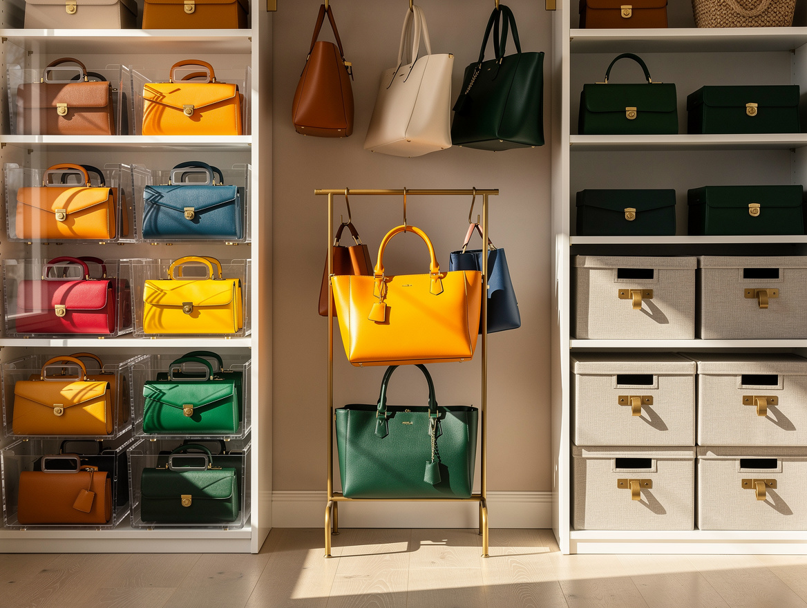 Realistic wide editorial home-decor photo of a calm organized closet with acryli