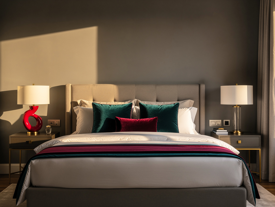 Wide atmospheric bedroom photo showing a tailored ready-made bed against quiet w