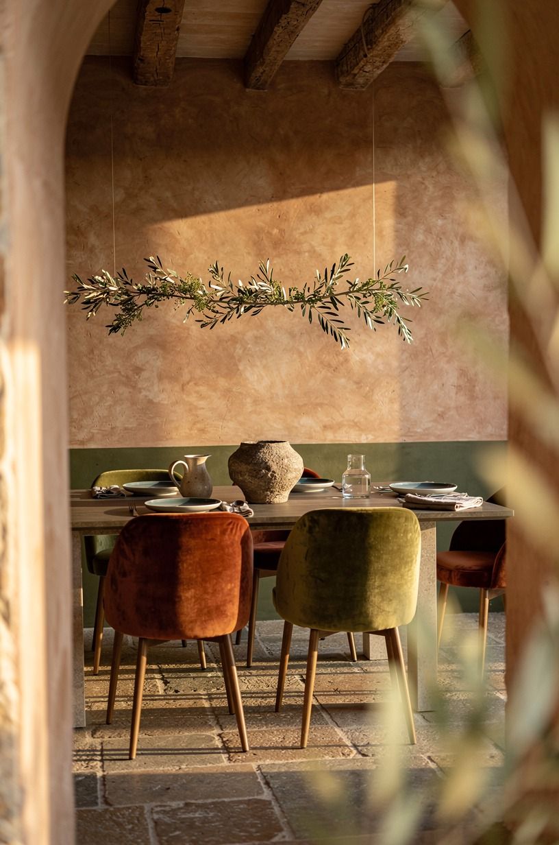 Float a slim garland between the plates