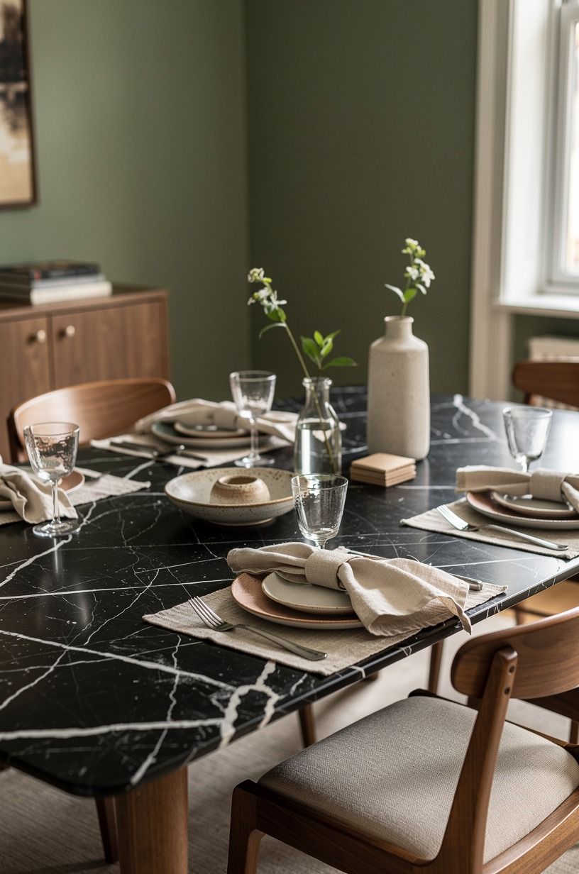 Frame each place with a folded napkin