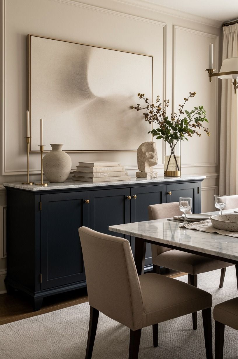 Paint the sideboard Benjamin Moore Hale Navy