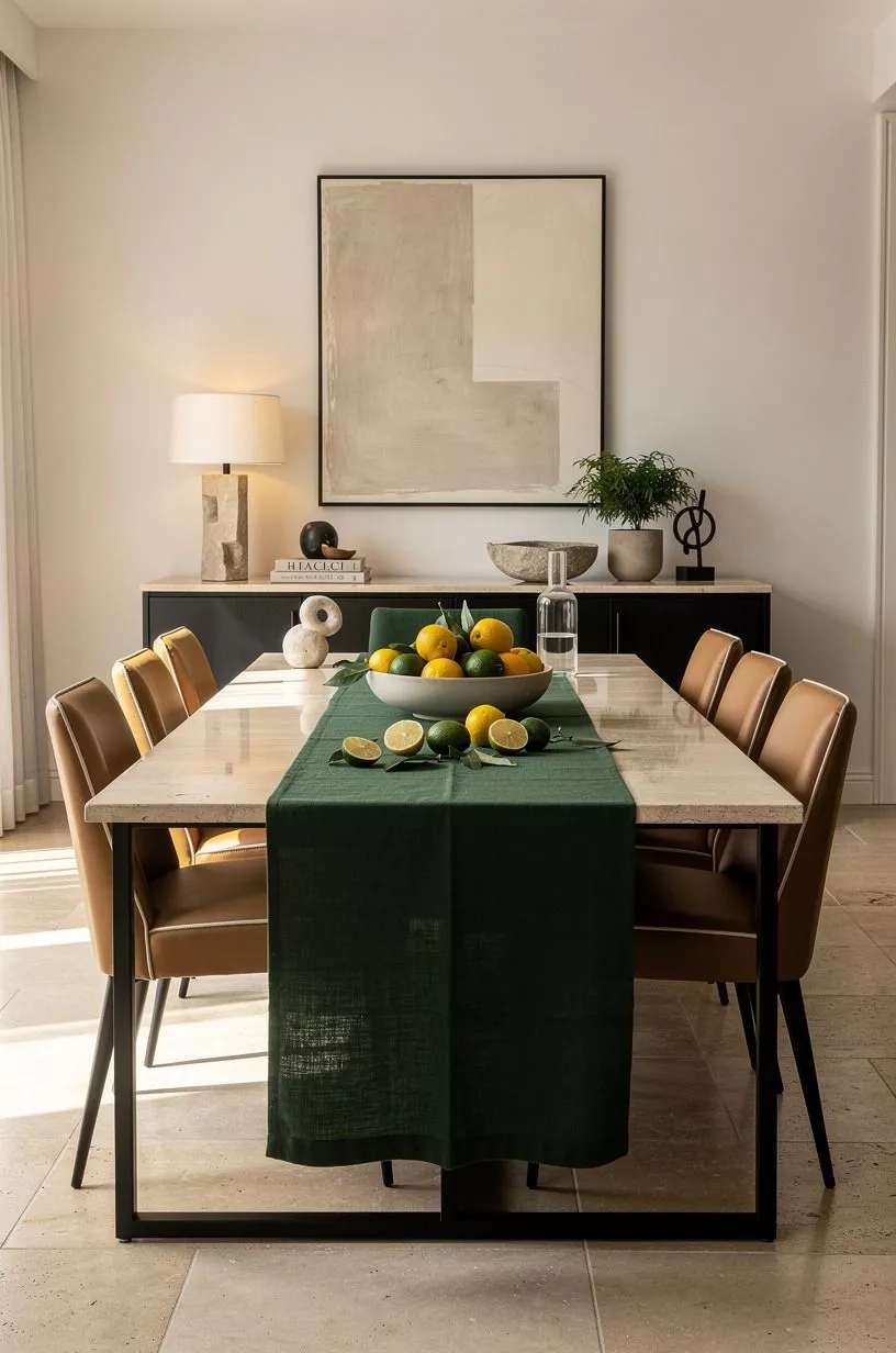 Style a dark green runner with citrus