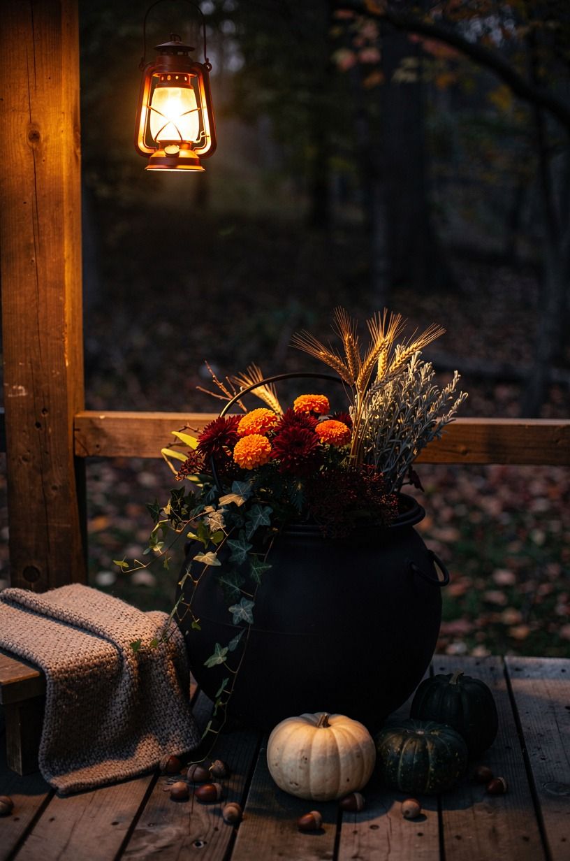 Hang a Lantern Above the Cauldron Planter