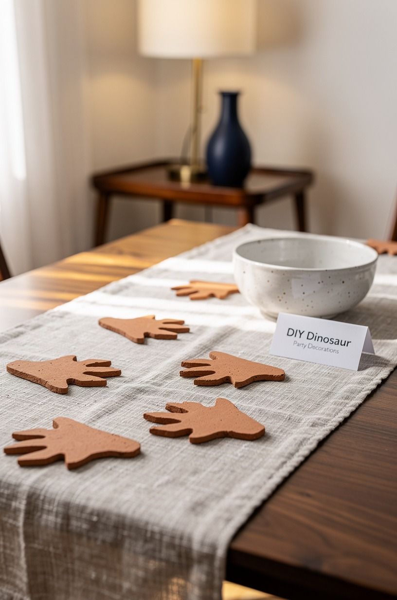 Cut dinosaur footprints from terracotta cardstock