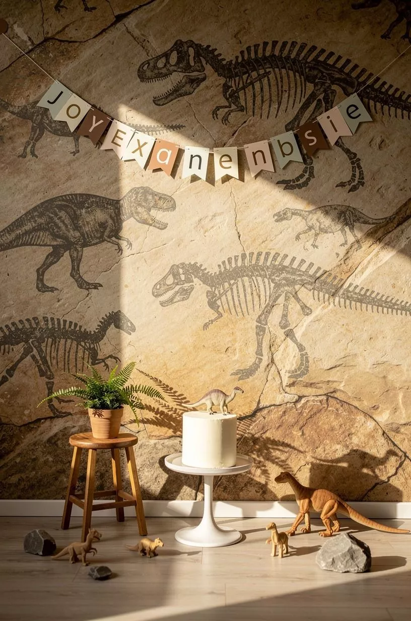 Paint a fossil wall in Benjamin Moore White Dove