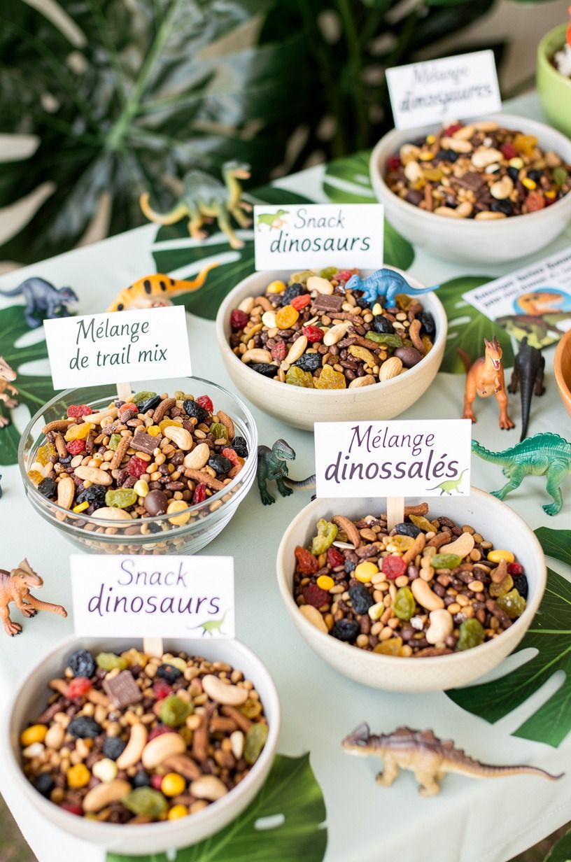 Mix the trail snack in separate bowls
