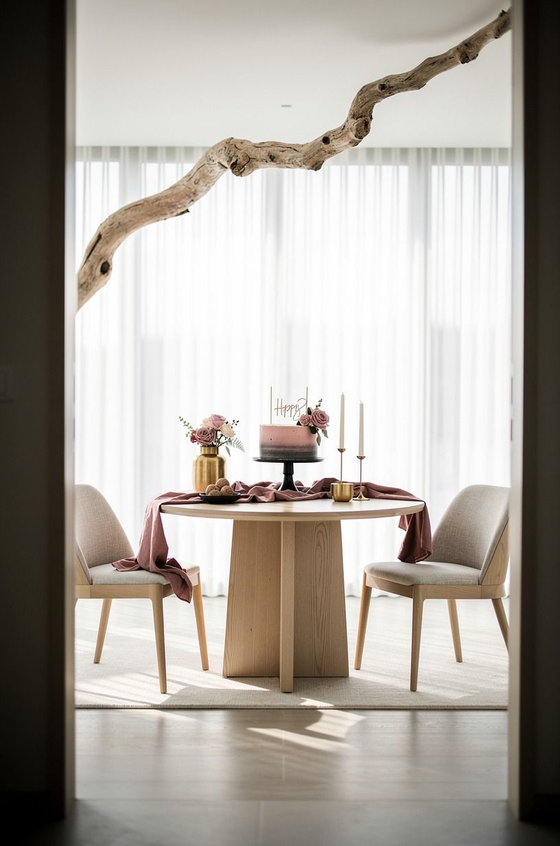 Frame the cake table with an organic branch