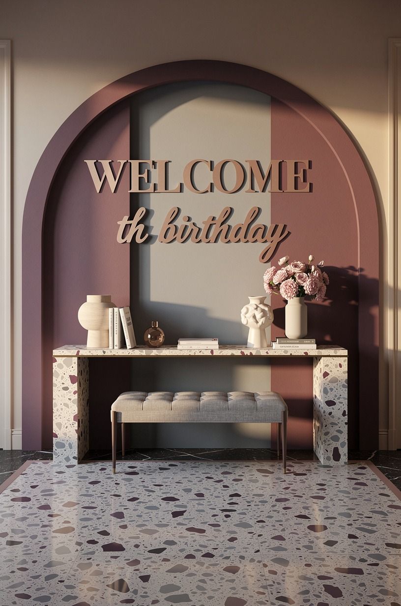 Frame the entrance with a paper welcome arch