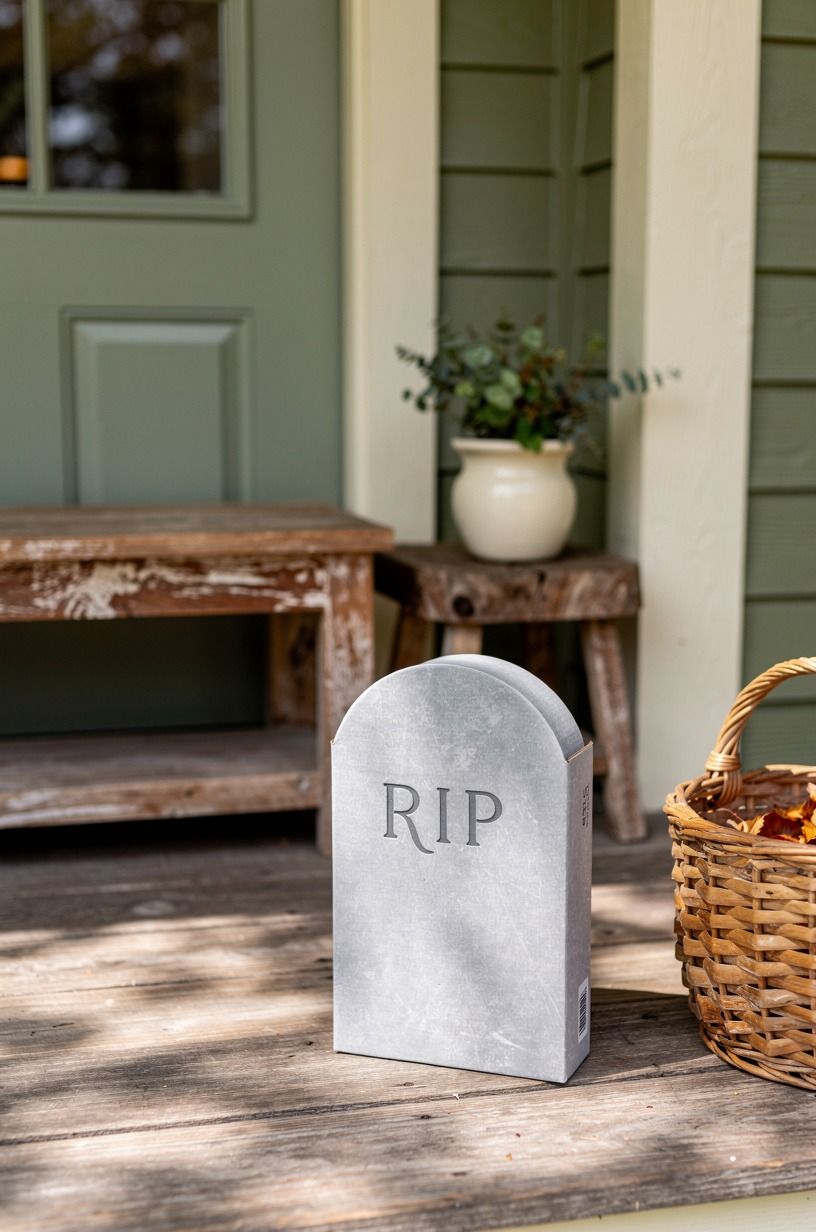 Anchor a Mailer-Box Tombstone for Simple Outside Halloween Decorations
