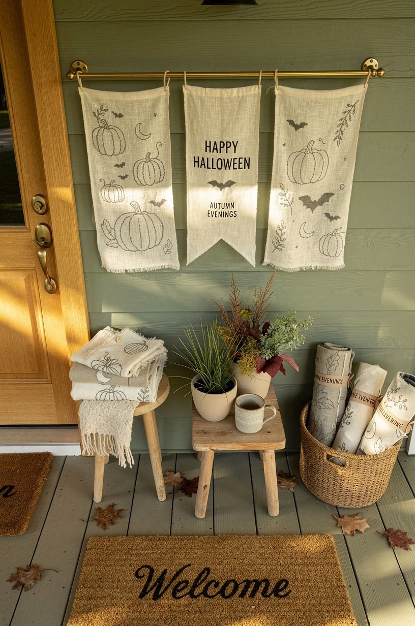 Hang Soft Textiles for Halloween Greetings