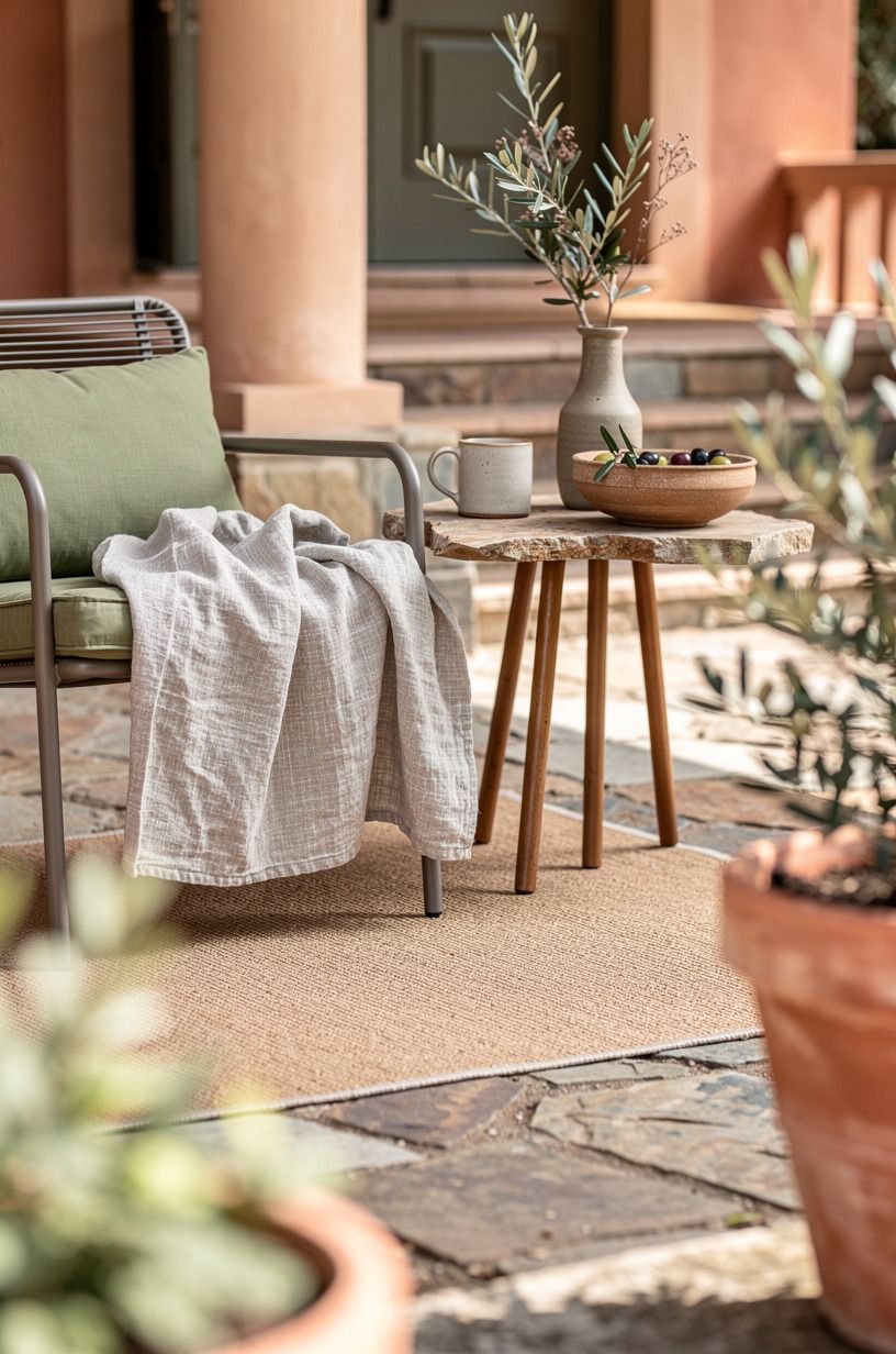 Layer a narrow rug beneath chairs, not wall-to-wall
