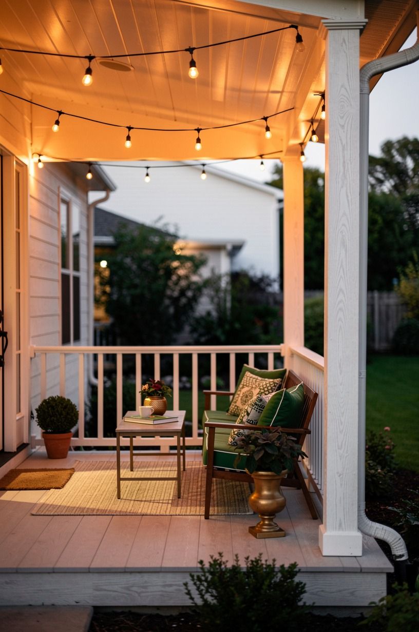 Mix Orange Light With White Porch Trim