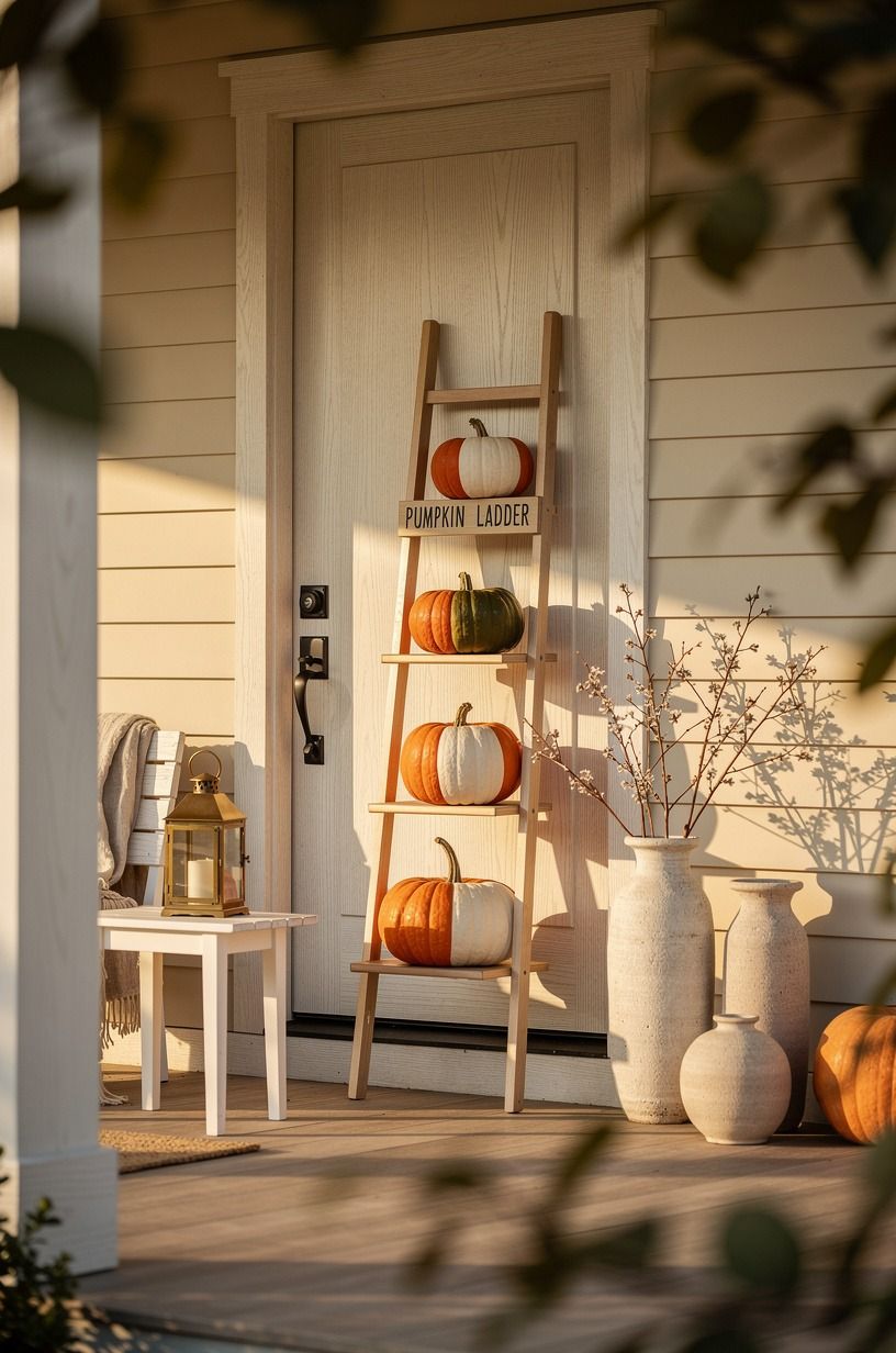 Mix the Two-Tone Pumpkin Ladder for Last-Minute Halloween Decorations