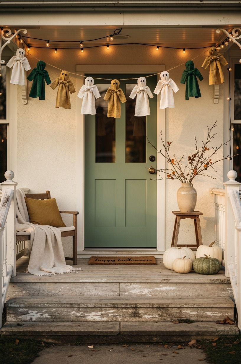 Paint a Ghost Garland Instead of a Plastic Banner for Halloween Decorations DIY