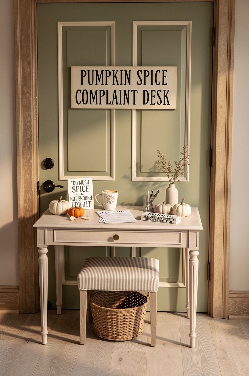 Build the Pumpkin Spice Complaint Desk for a Door Decorating Halloween Contest