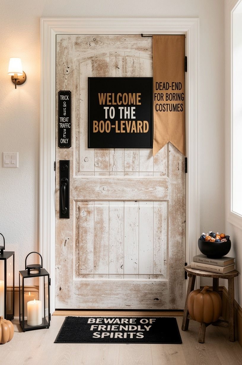 Layer the Boo-levard Welcome for a Funny Halloween Door Contest
