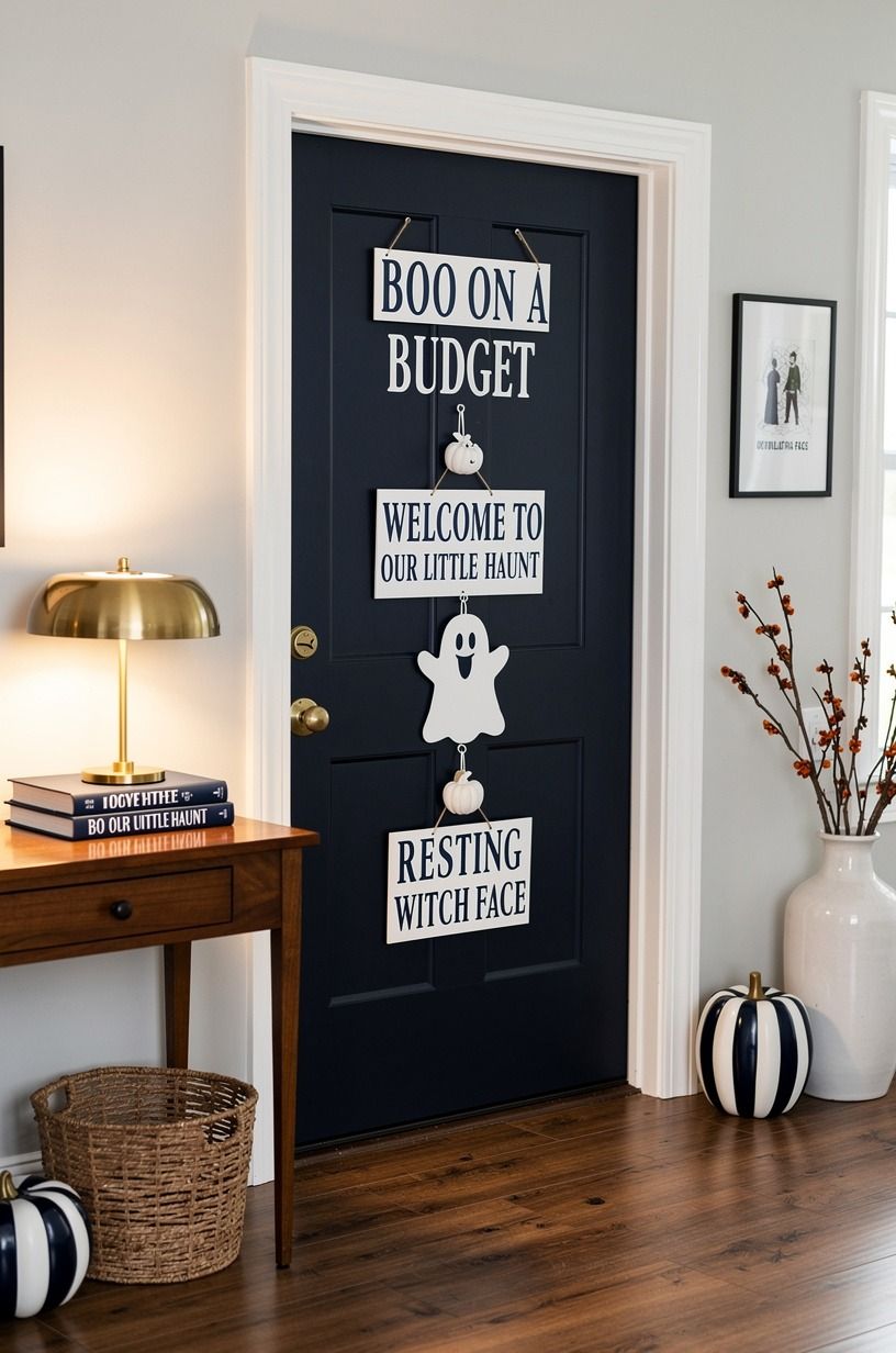 Use the Two-Color Boo Budget for a Small-Space Funny Halloween Door Contest