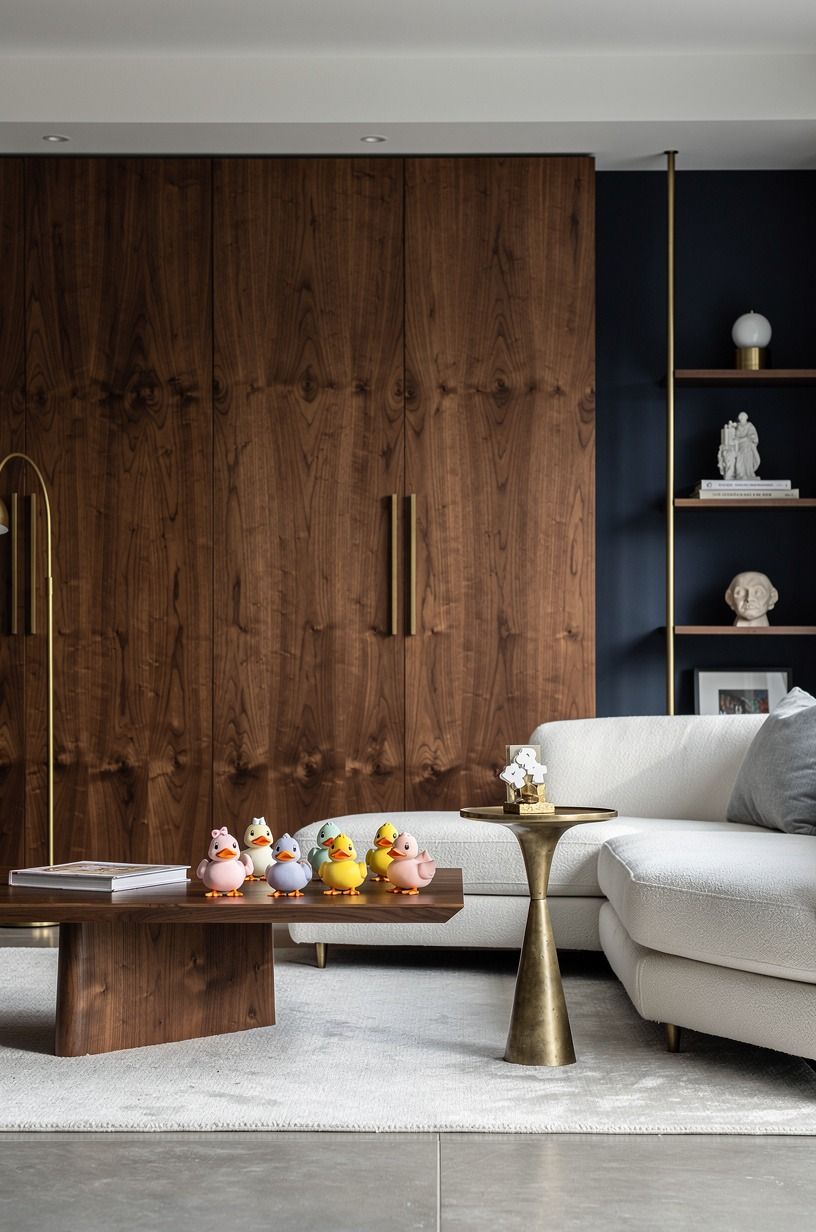 Contrast Soft Ducks With Aged Brass