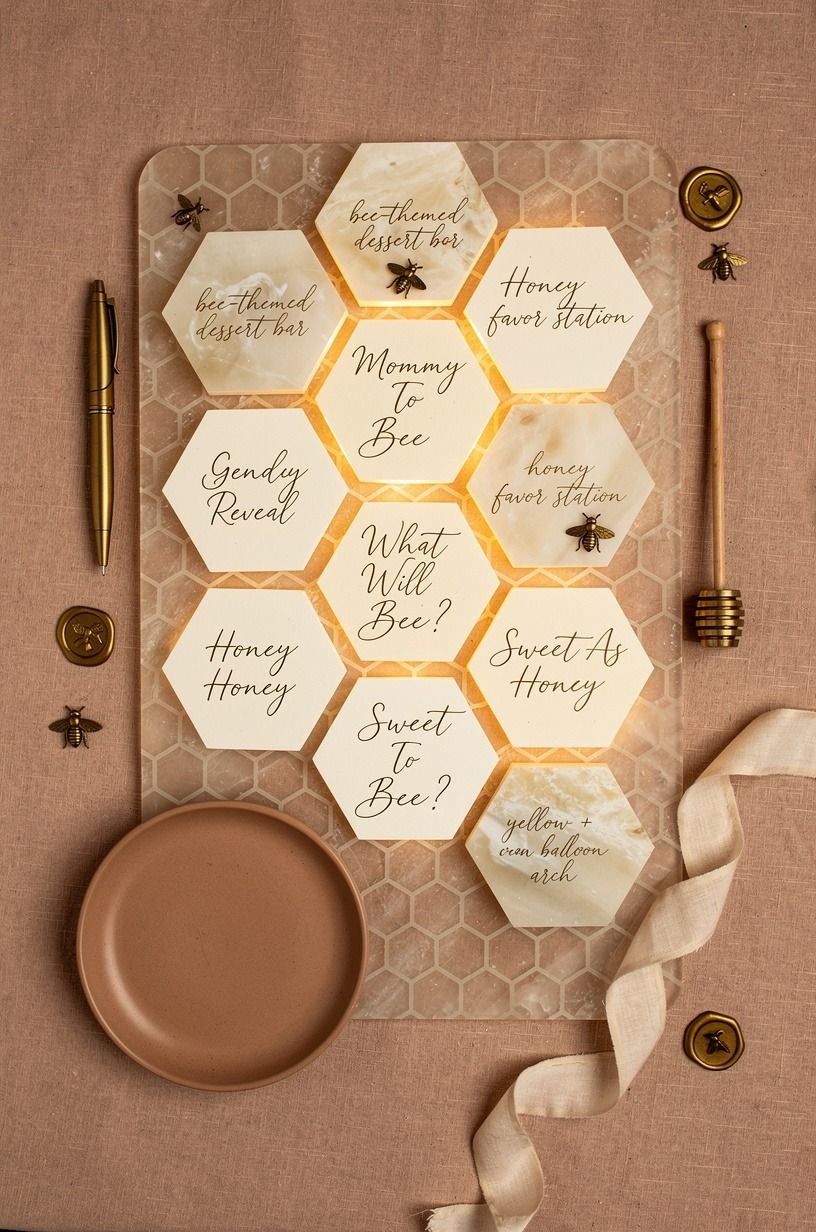 Layer the Honeycomb Grid for Bee Gender Reveal Ideas