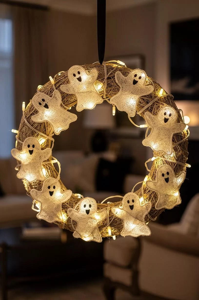 Wrap a Ghost Wreath DIY in Warm Micro-LEDs
