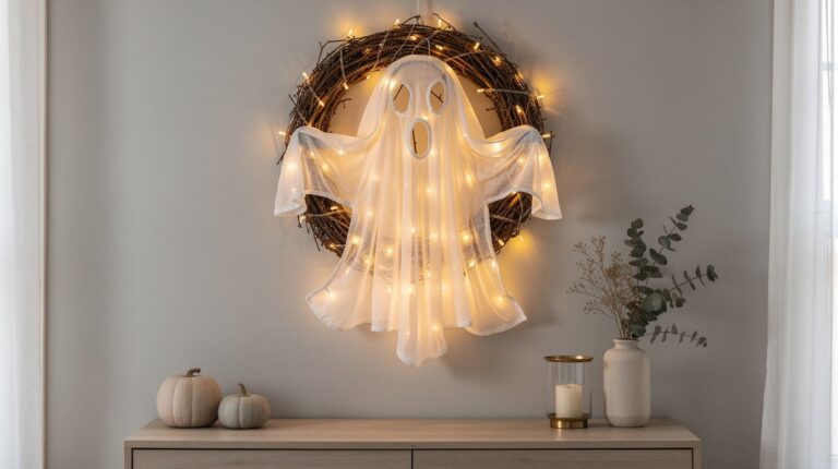 Easy Ghost Wreaths That Glow to Light Yours Up for Move-or-Treat Night
