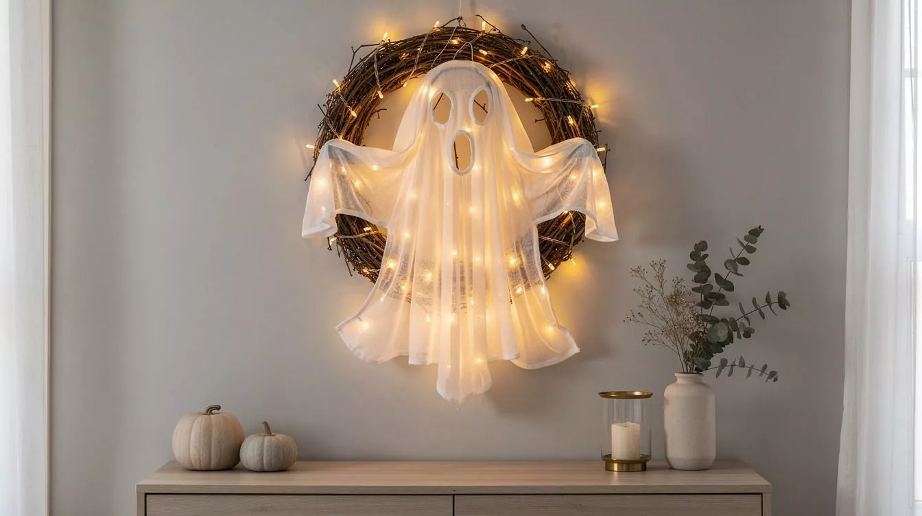 Easy Ghost Wreaths That Glow to Light Yours Up for Move-or-Treat Night