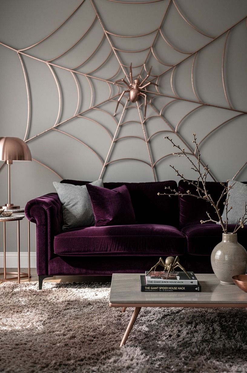Anchor the body where your spider web on house can frame it