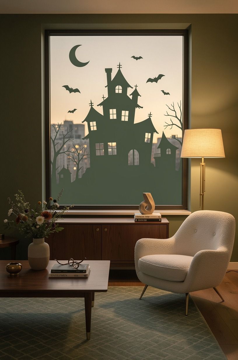 Float a haunted house skyline across a wide window