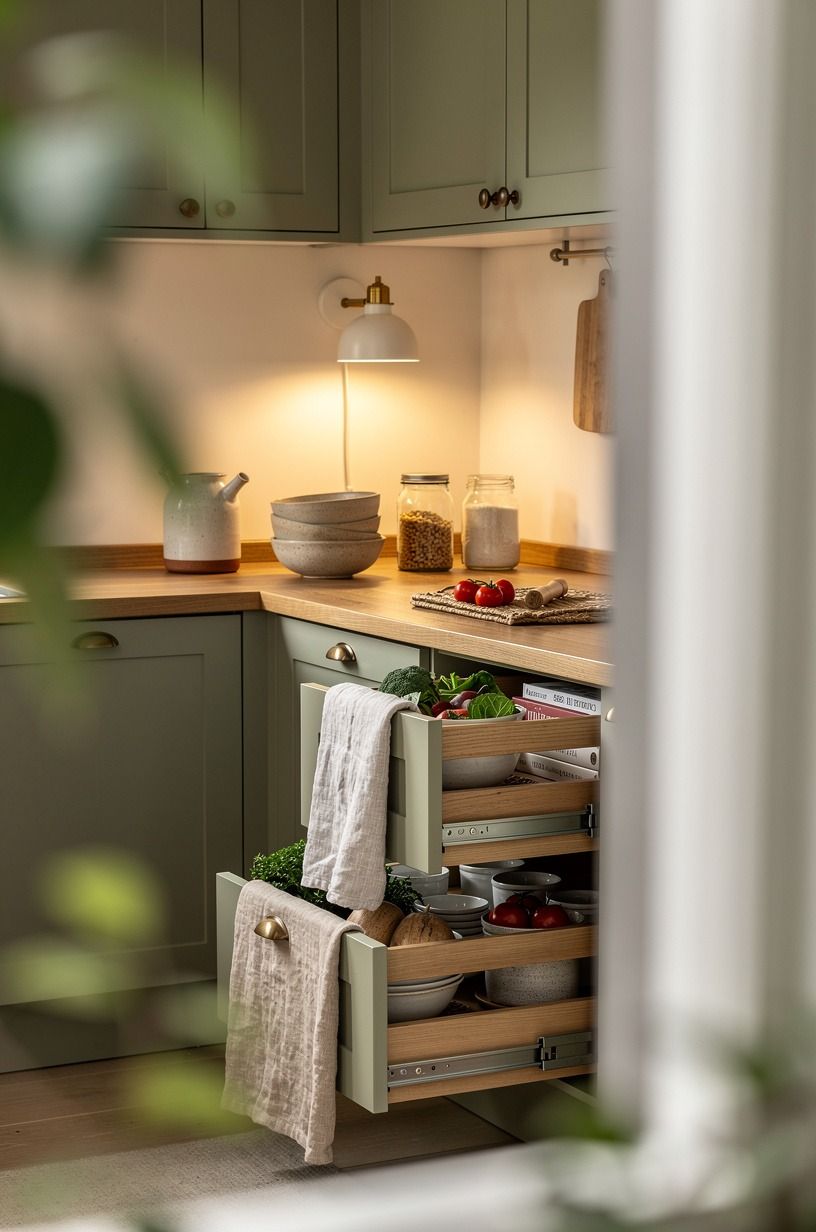 Swap deep shelves for pull-out access