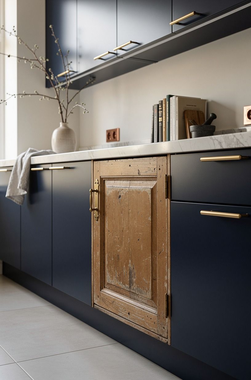 Put a Vintage Door in a Modern Cabinet Run