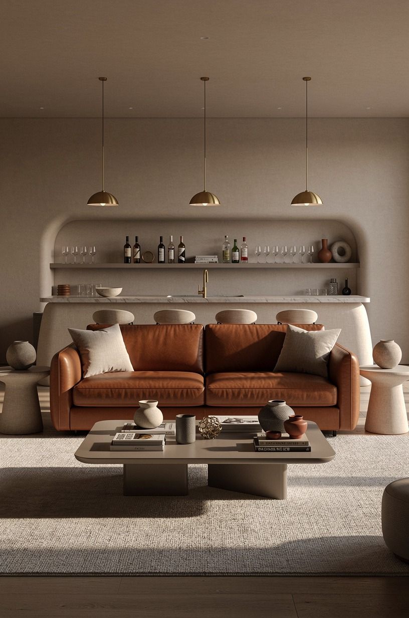 Choose a leather sofa that lets the bar breathe