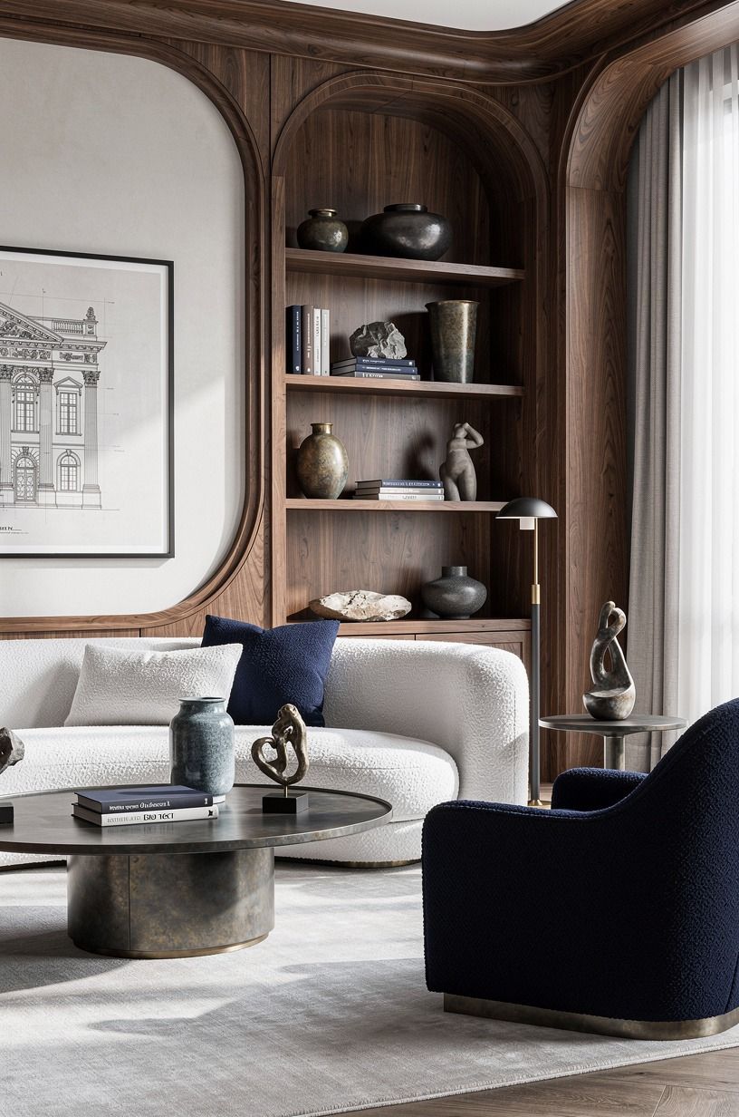 Layer the old-money lounge with aged metal