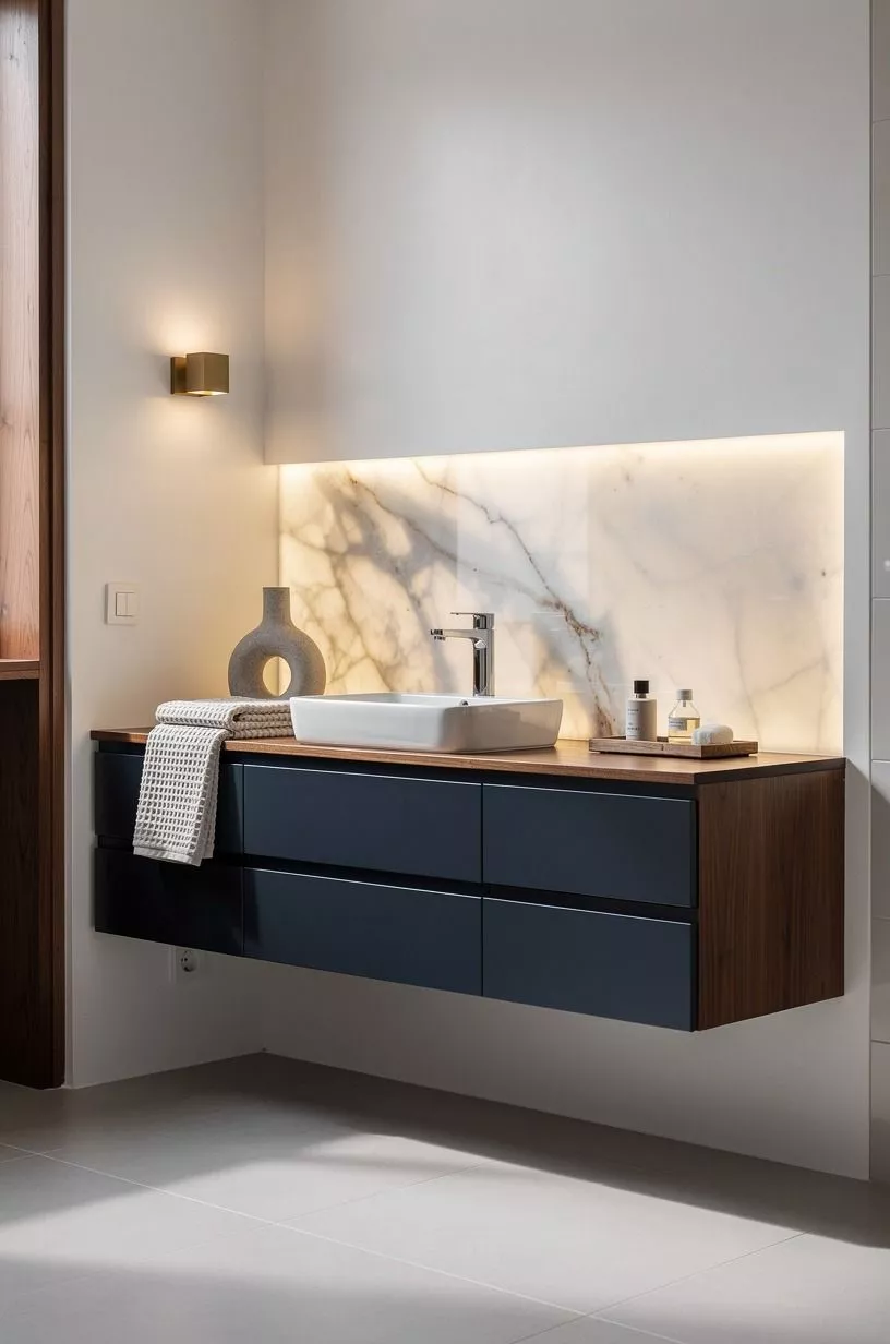 Float the vanity for a lighter footprint