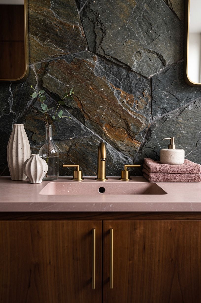 Install a bold stone backsplash