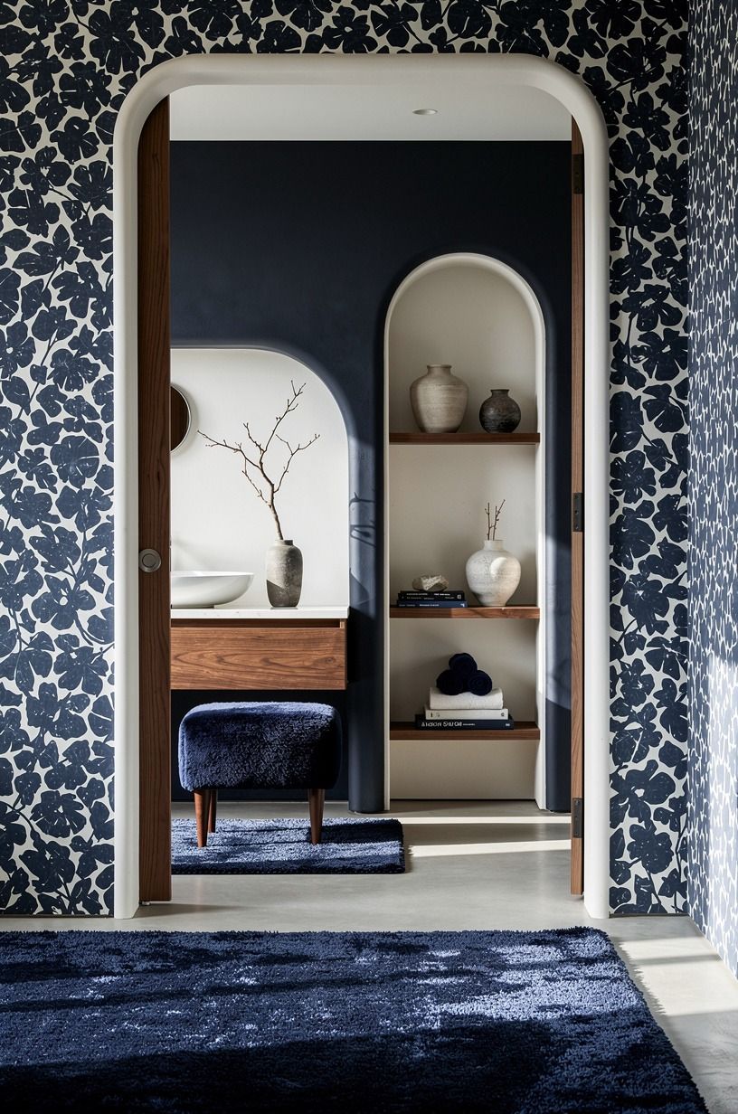 Keep the floor quiet under bold walls