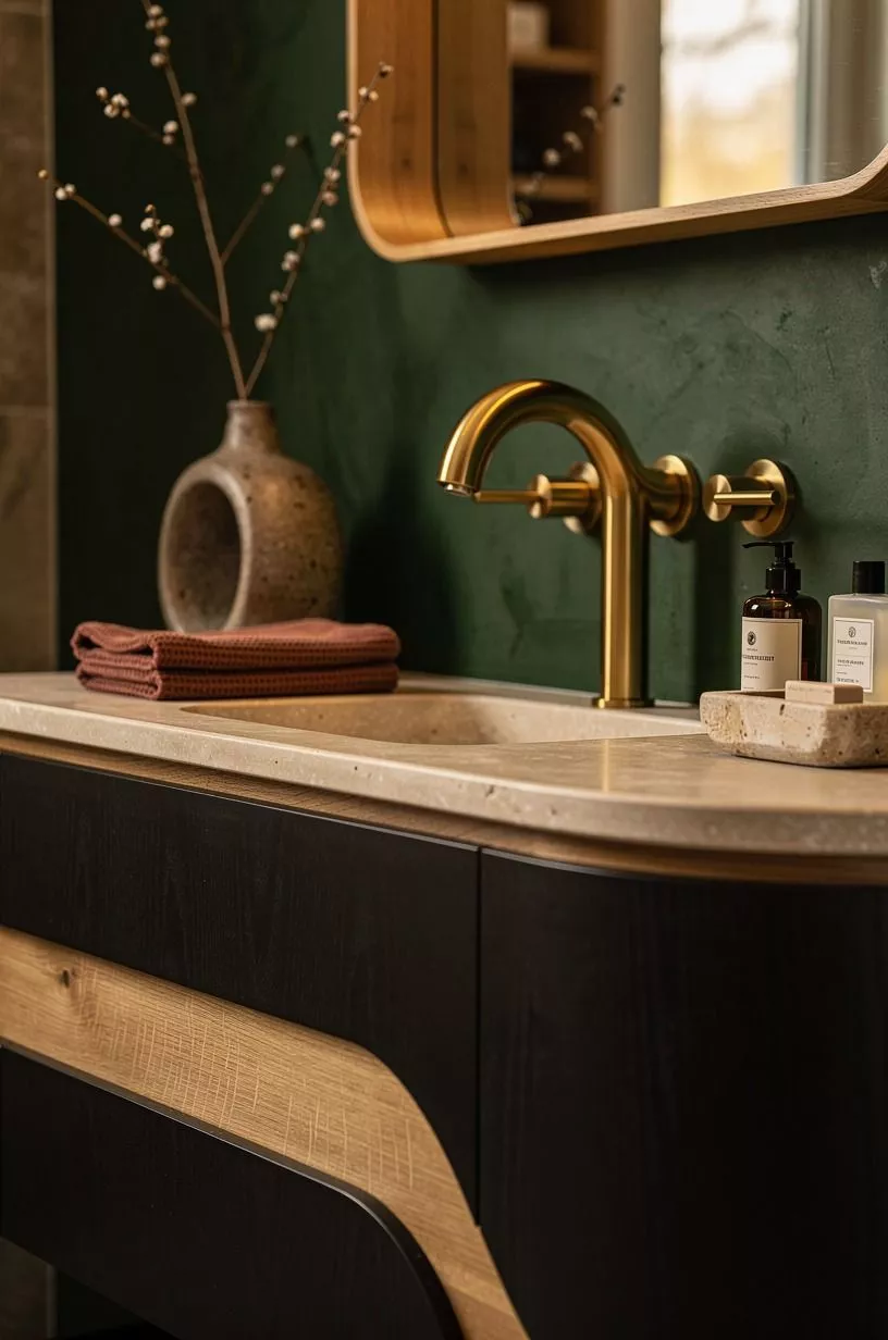 Mix brass with dark wood
