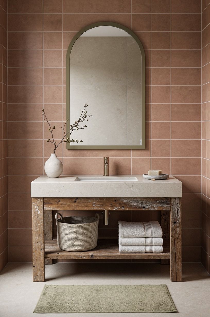 Swap a standard mirror for an arched shape