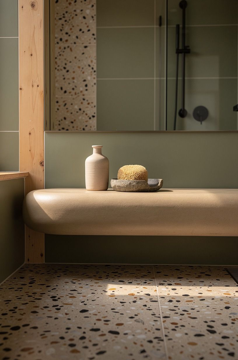 Choose a shower ledge over scattered niches