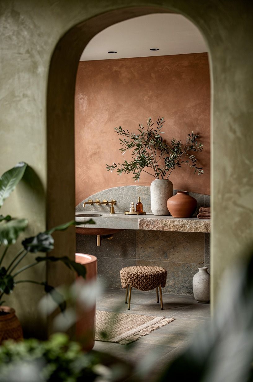 Warm metal, cool tile