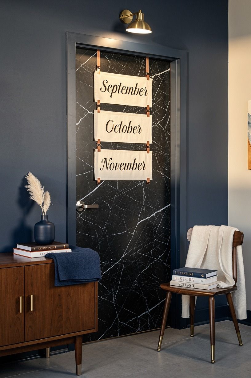 Let a black lantern carry the October door decorations classroom mood
