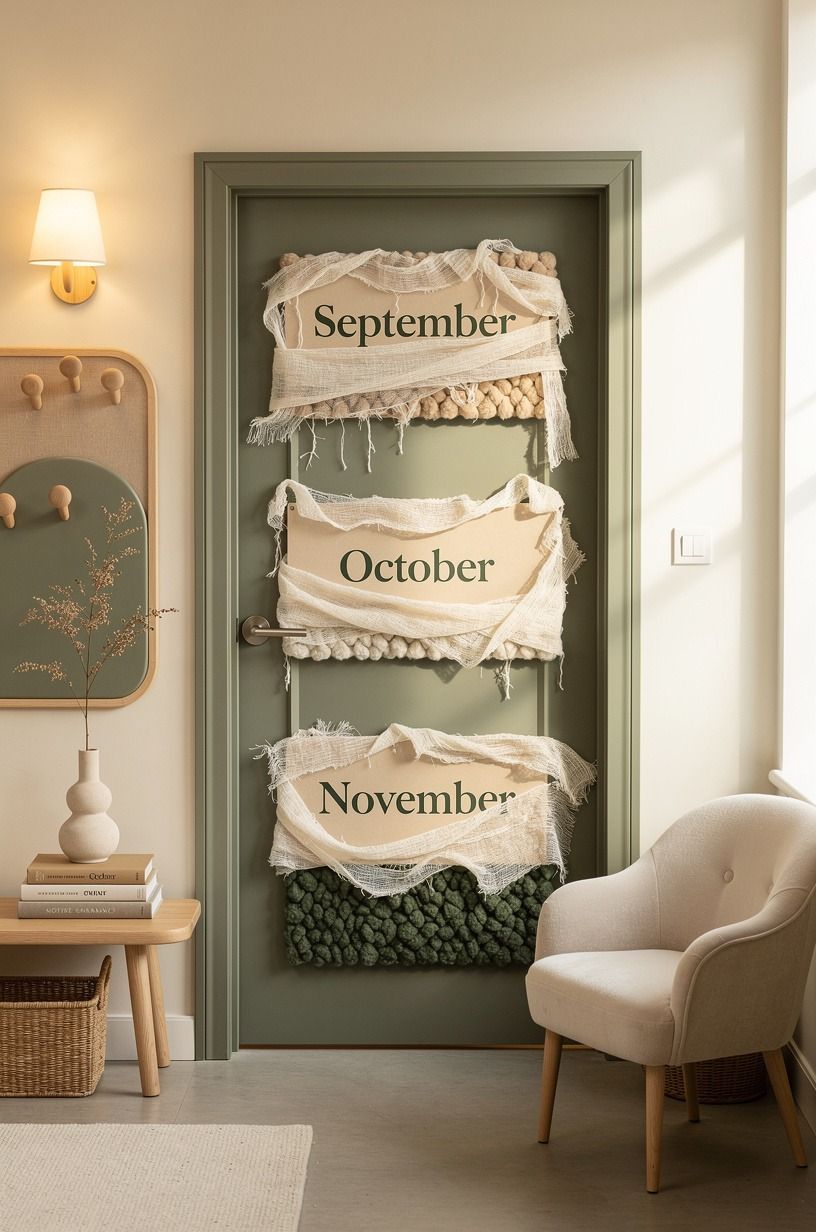Swap ribbon for torn gauze in your seasonal classroom door