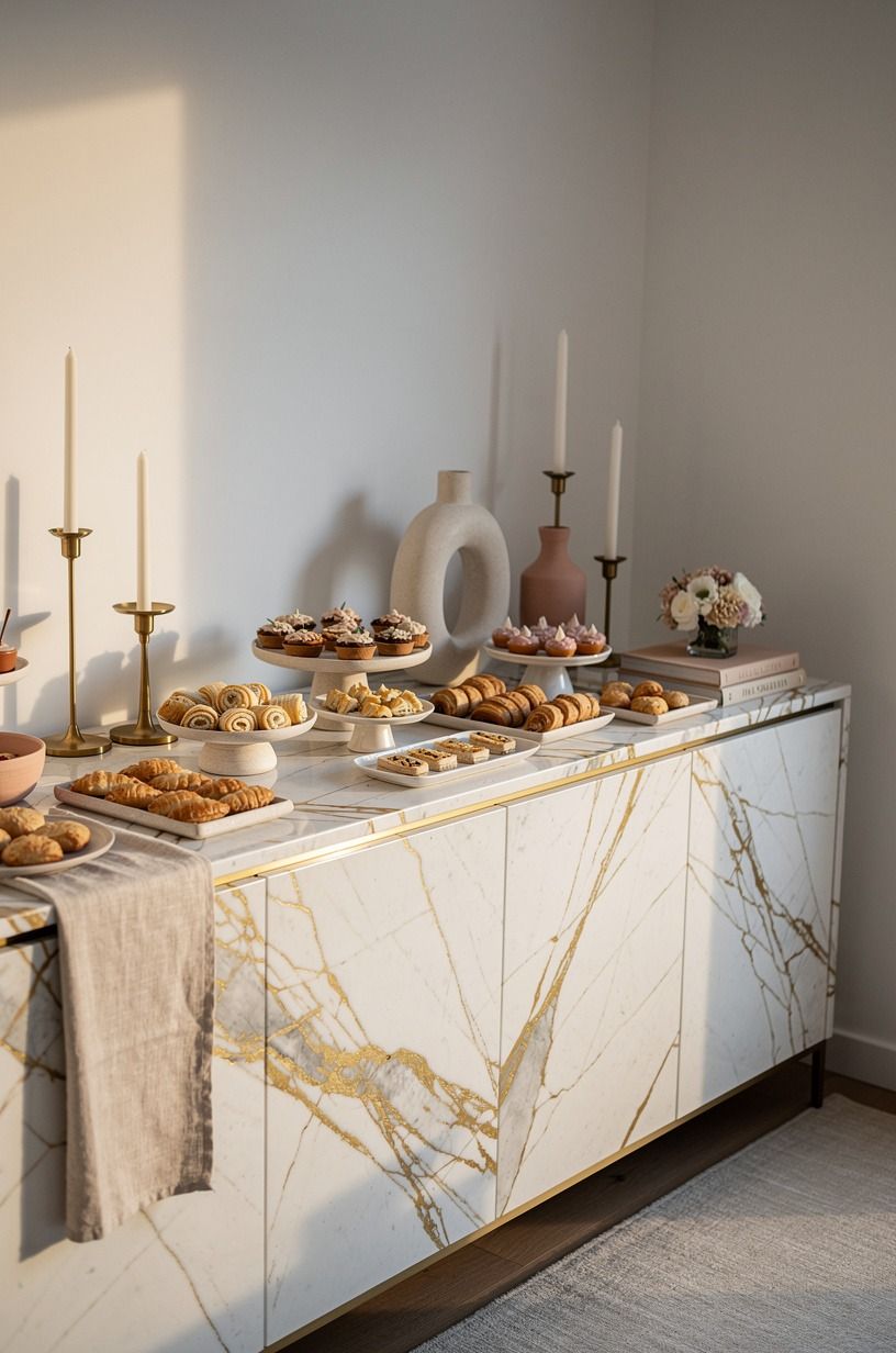 Benjamin Moore White Dove Frames the Buffet