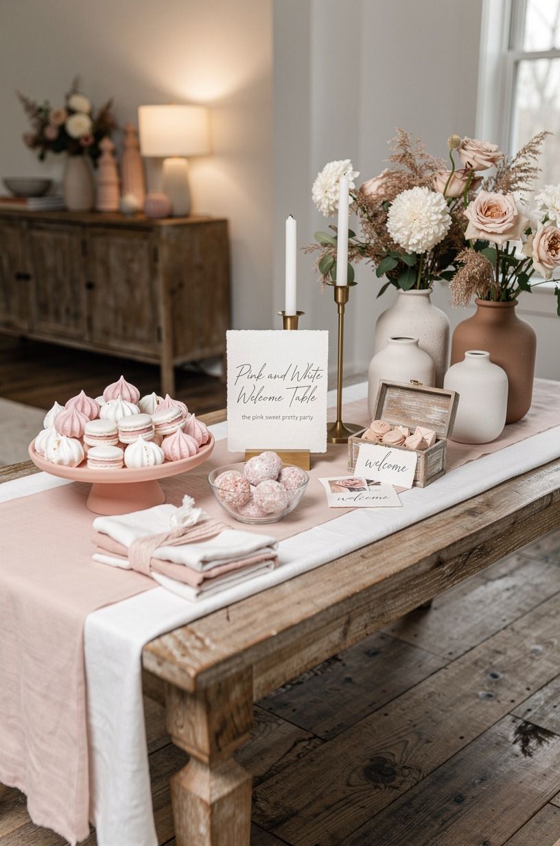 Layer the Pink and White Welcome Table