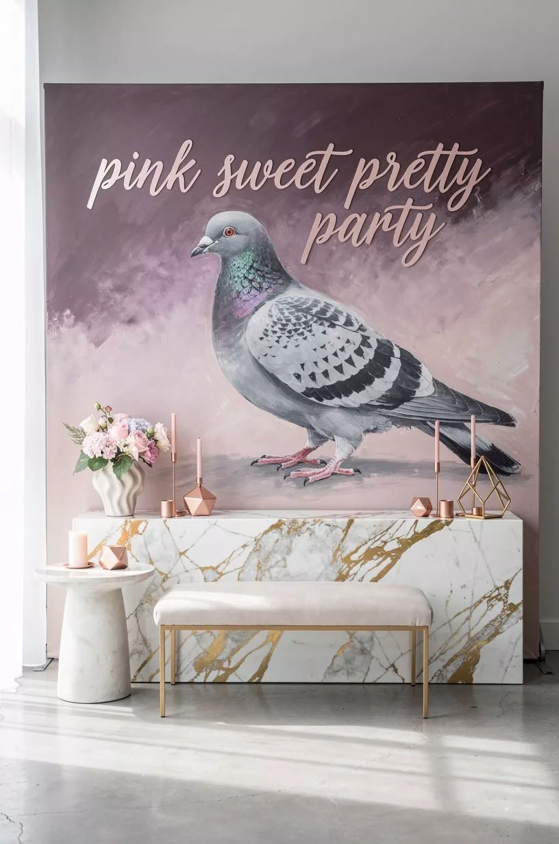 Paint a Pigeon Backdrop for Pink Sweet 16 Photos