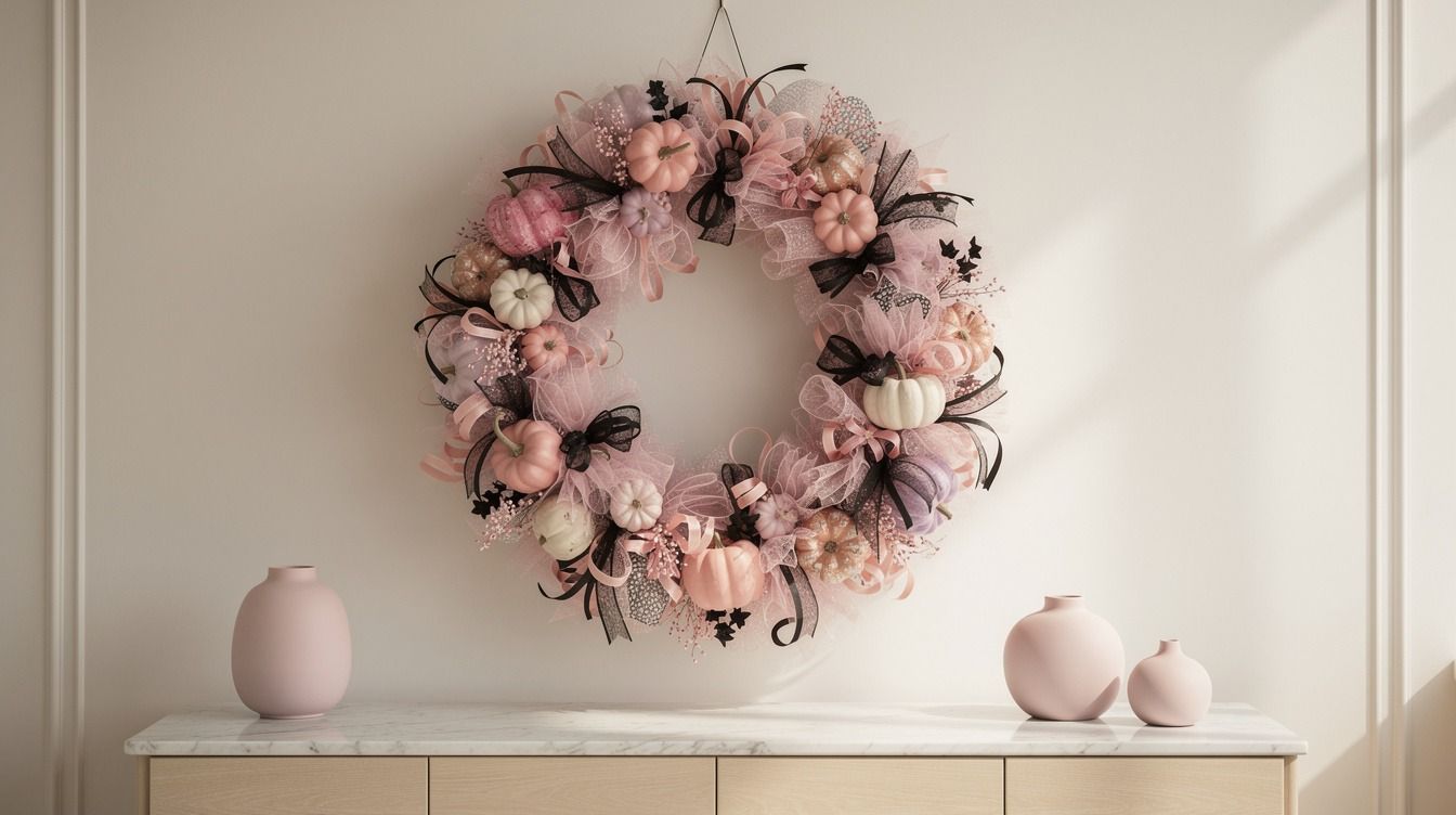 15 Pinkoween Wreaths: 11 Pastel Halloween Wreaths for Women Who Are Over Orange