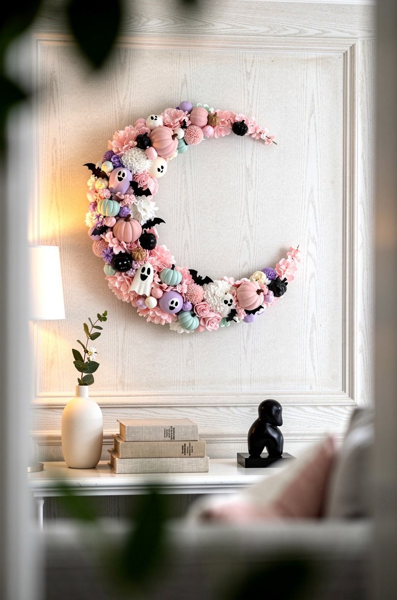Build the Candy-Shop Crescent (pastel halloween wreath)