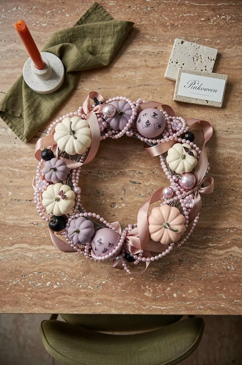 Frame a Glam Halloween Wreath With Pearls