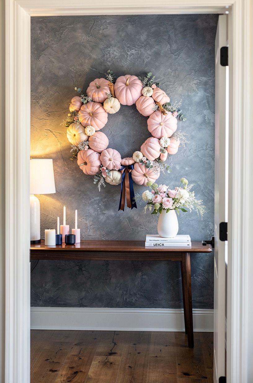 Paint a Pink Pumpkin Wreath With Depth (halloween decorating ideas)