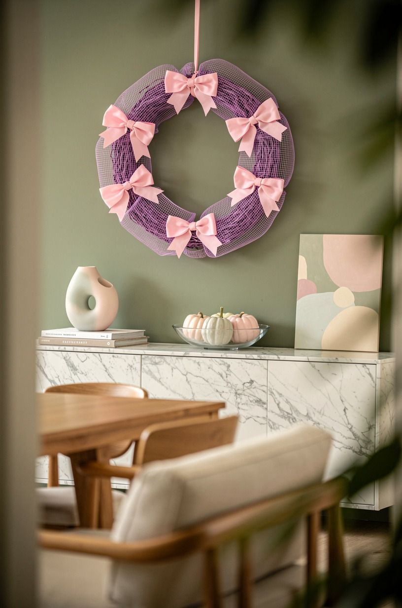 Try Pink Bows Over Purple Mesh (Pastel Over Neon)
